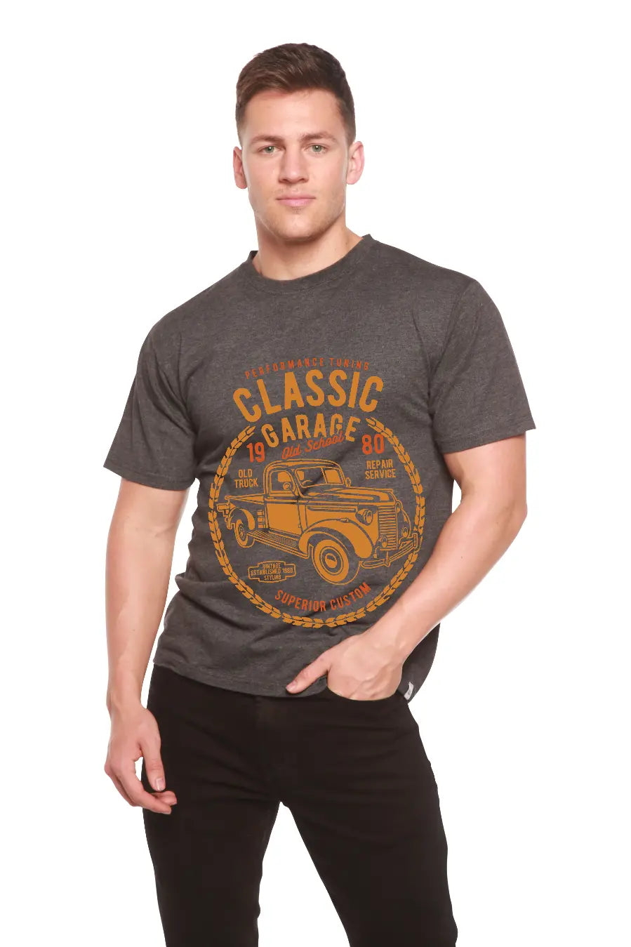 Classic Garage Men's Bamboo Viscose/Organic Cotton Short Sleeve Graphic T-Shirt Spun Bamboo