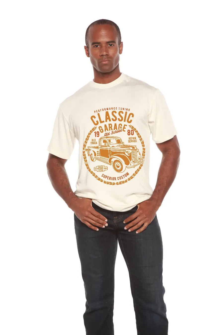 Classic Garage Men's Bamboo Viscose/Organic Cotton Short Sleeve Graphic T-Shirt Spun Bamboo