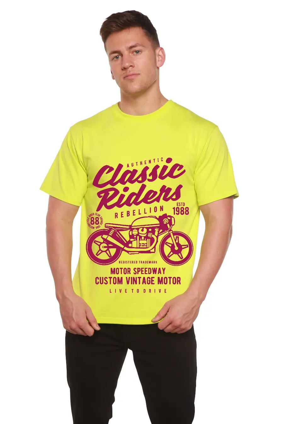 Classic Riders Men's Bamboo Viscose/Organic Cotton Short Sleeve Graphic T-Shirt Spun Bamboo