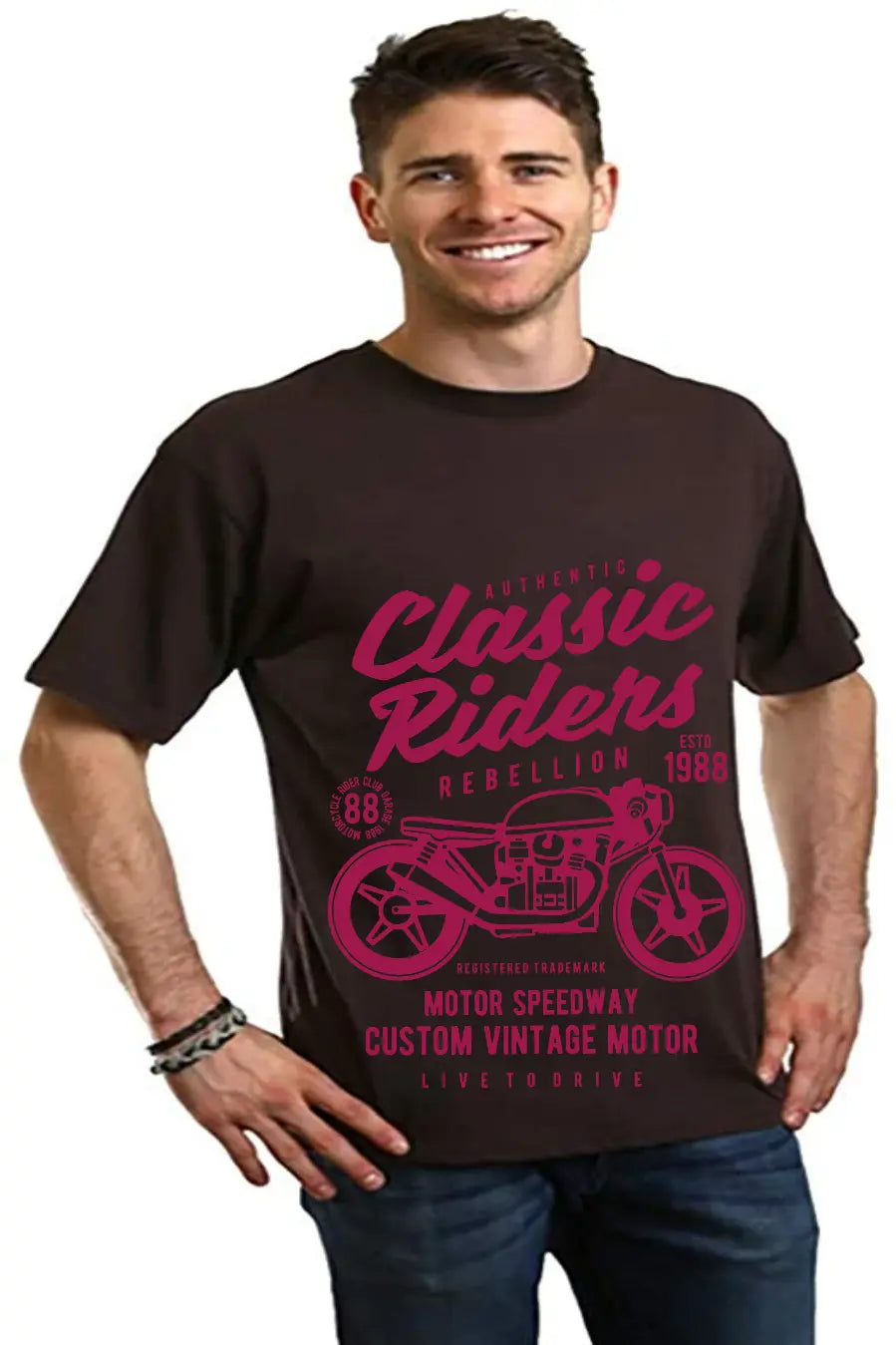 Classic Riders Men's Bamboo Viscose/Organic Cotton Short Sleeve Graphic T-Shirt Spun Bamboo