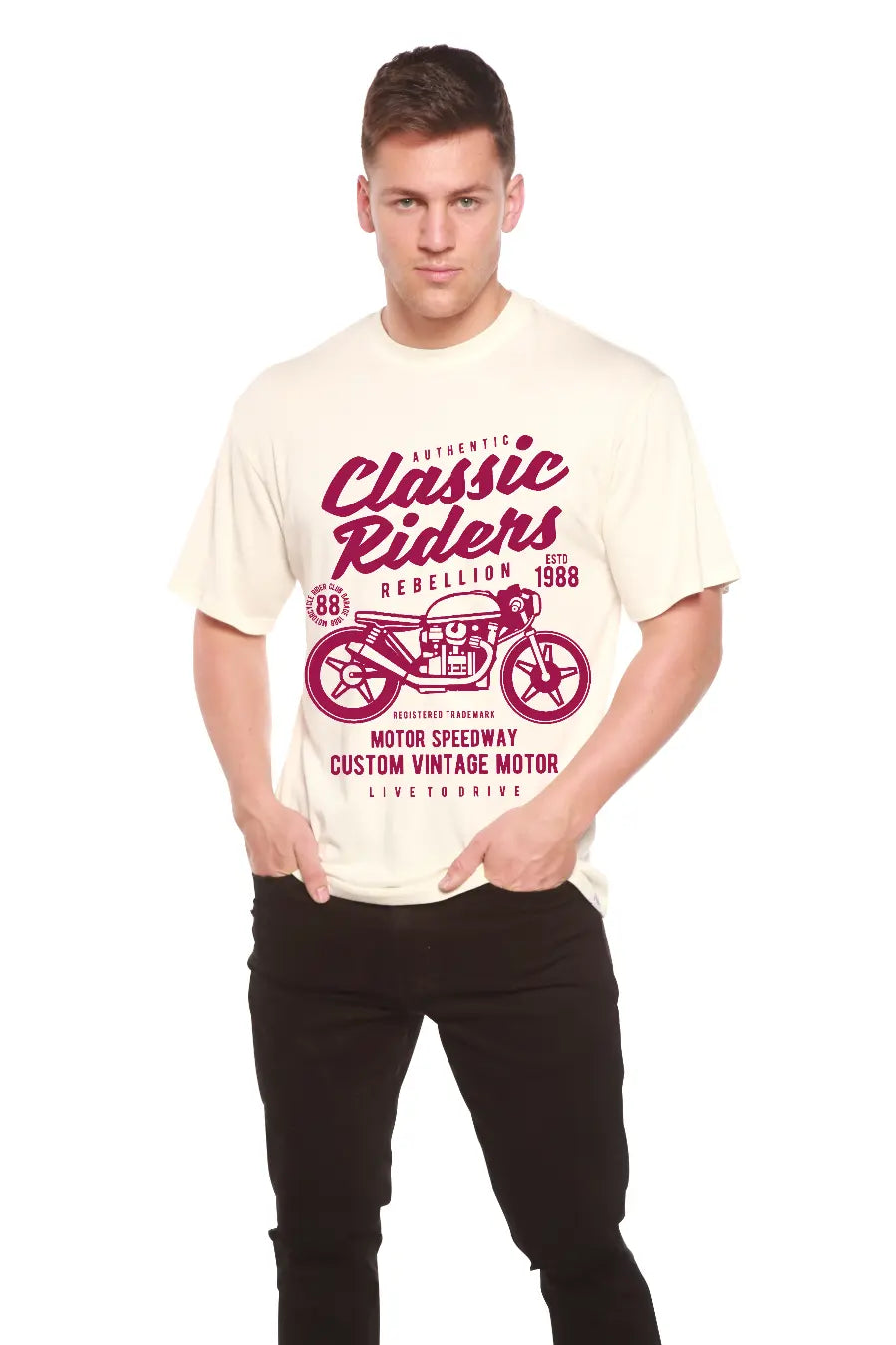 Classic Riders Men's Bamboo Viscose/Organic Cotton Short Sleeve Graphic T-Shirt Spun Bamboo