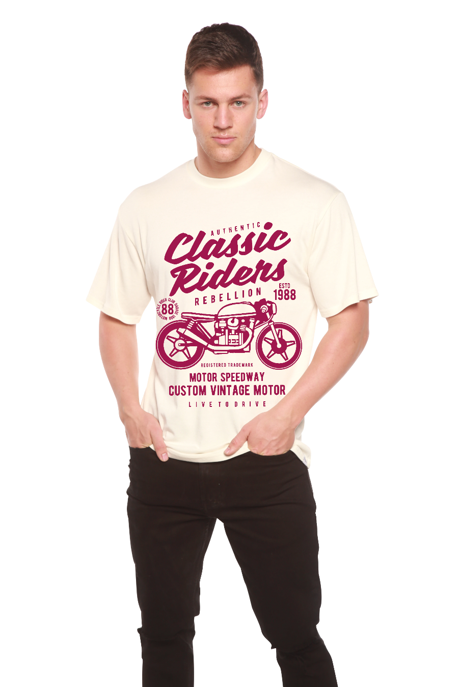 Classic Riders Men's Bamboo Viscose/Organic Cotton Short Sleeve Graphic T-Shirt Spun Bamboo