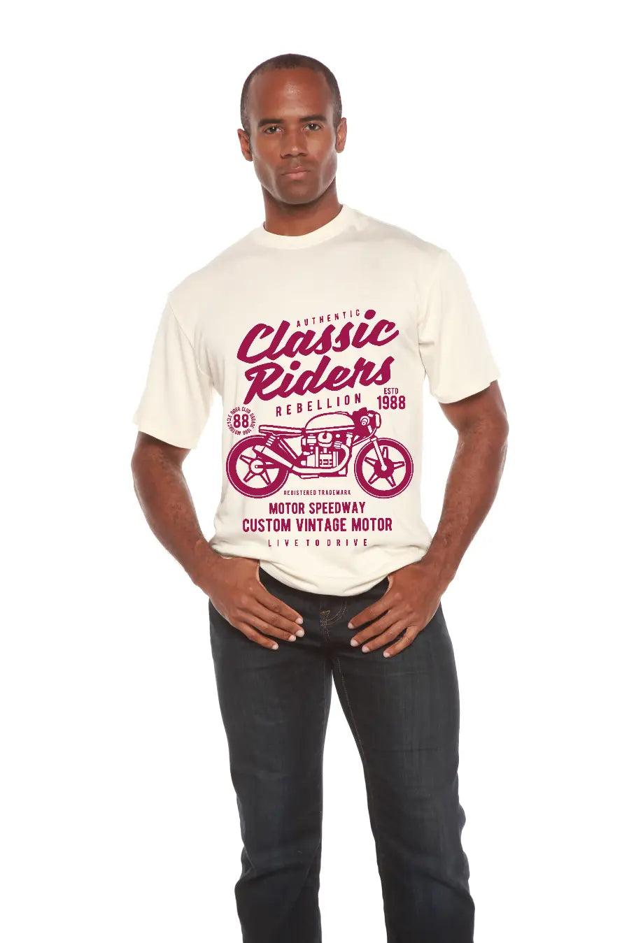 Classic Riders Men's Bamboo Viscose/Organic Cotton Short Sleeve Graphic T-Shirt Spun Bamboo