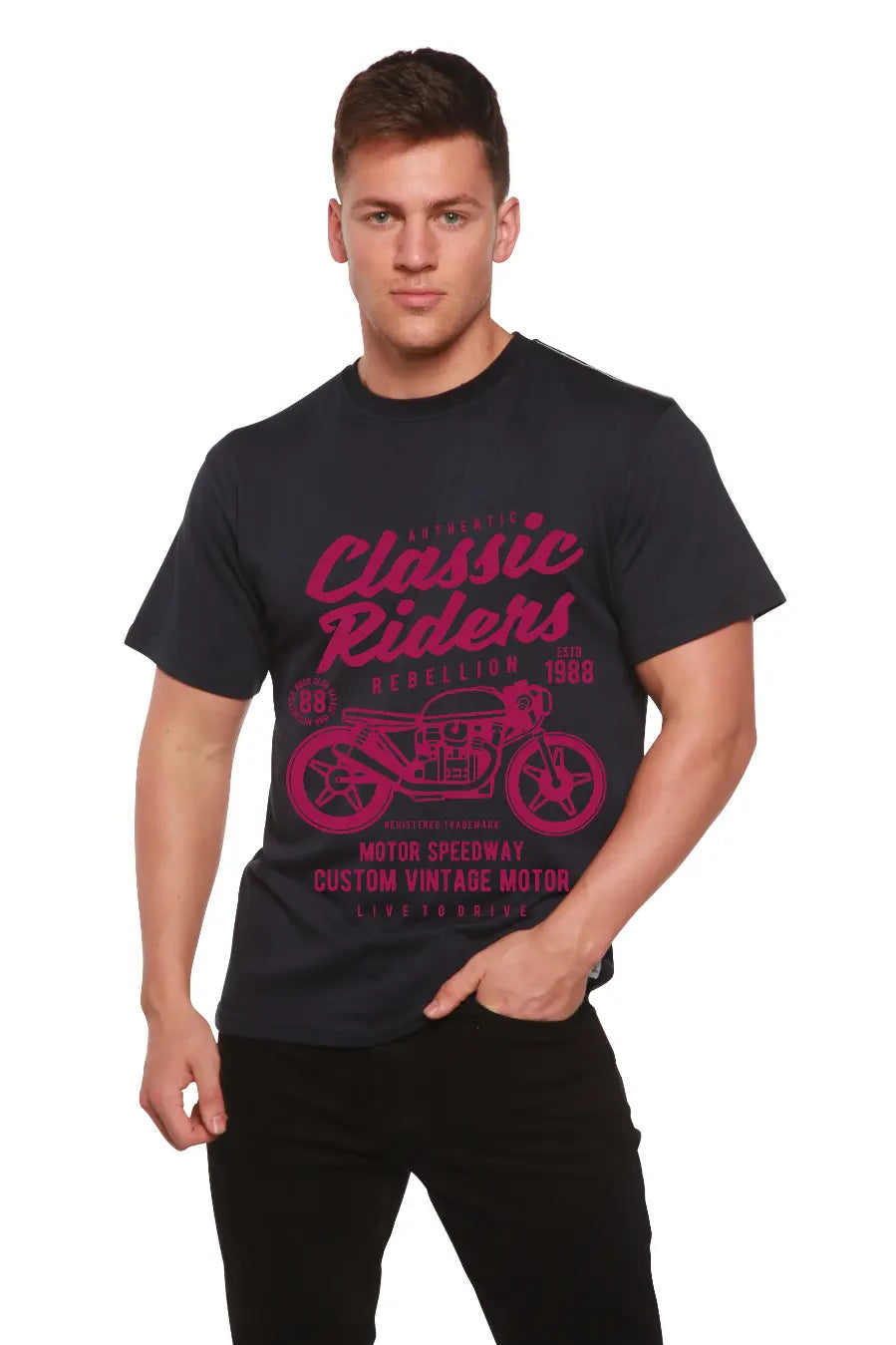 Classic Riders Men's Bamboo Viscose/Organic Cotton Short Sleeve Graphic T-Shirt Spun Bamboo