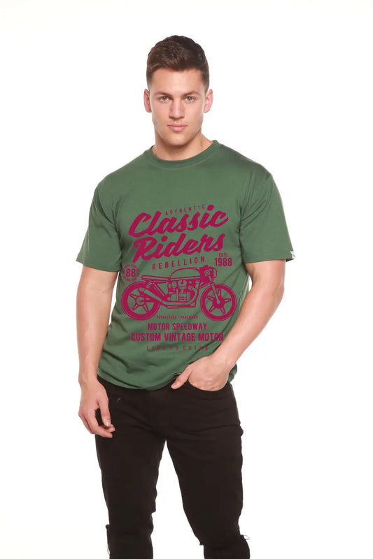 Classic Riders Men's Bamboo Viscose/Organic Cotton Short Sleeve Graphic T-Shirt Spun Bamboo