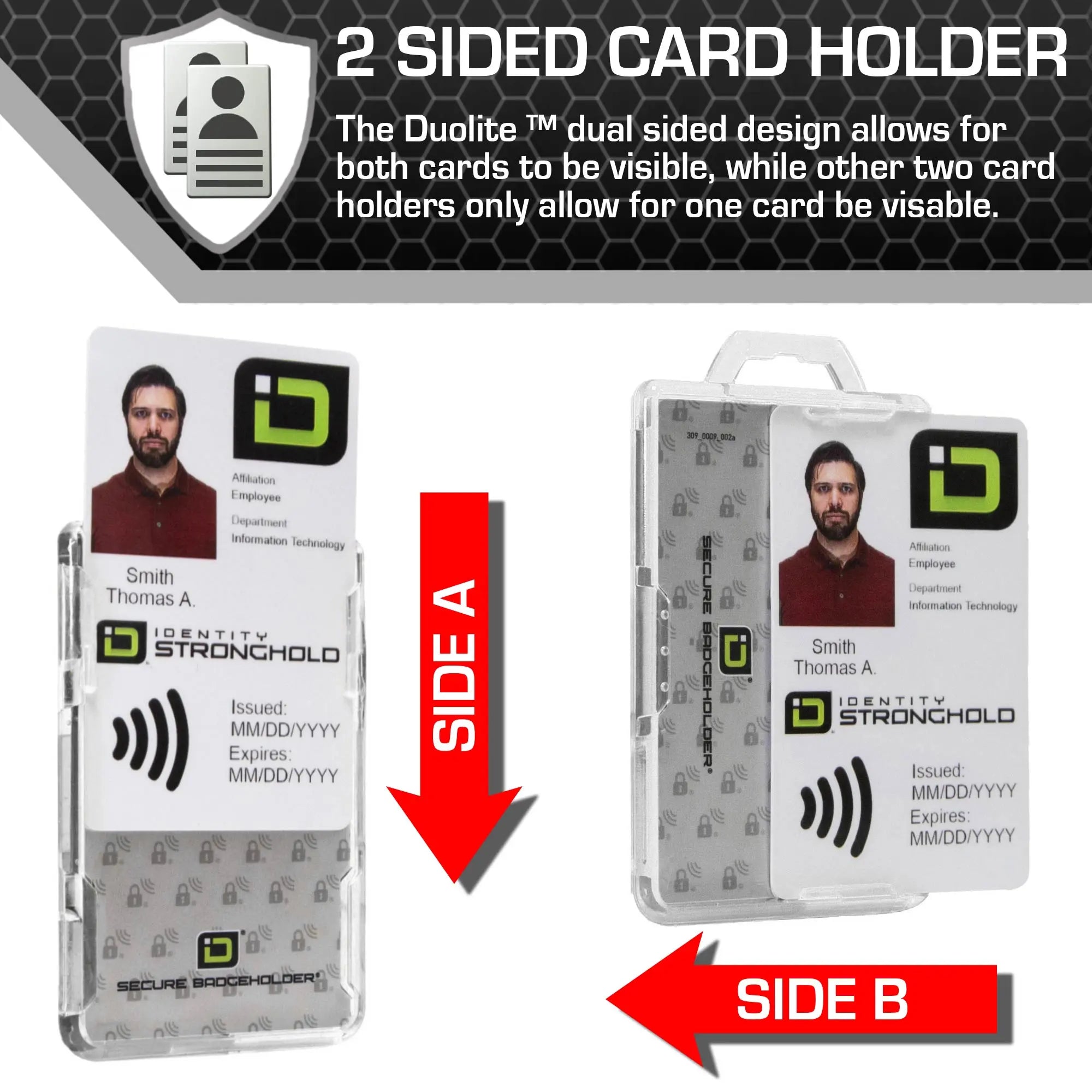 Secure Badge Holder Duolite ® Vertical 2 ID Card Holder, and Lanyard Bundle ID Stronghold