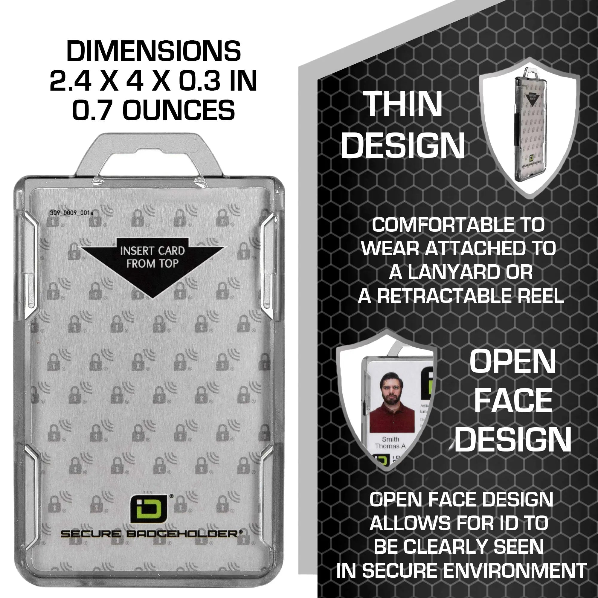 Secure Badge Holder Lite ™ Vertical 1 ID Card Holder ID Stronghold