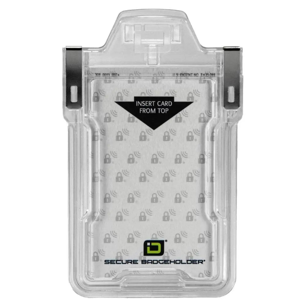 "Squeeze to Read" Secure Badge Holder Classic Vertical 1 ID Card Holder ID Stronghold