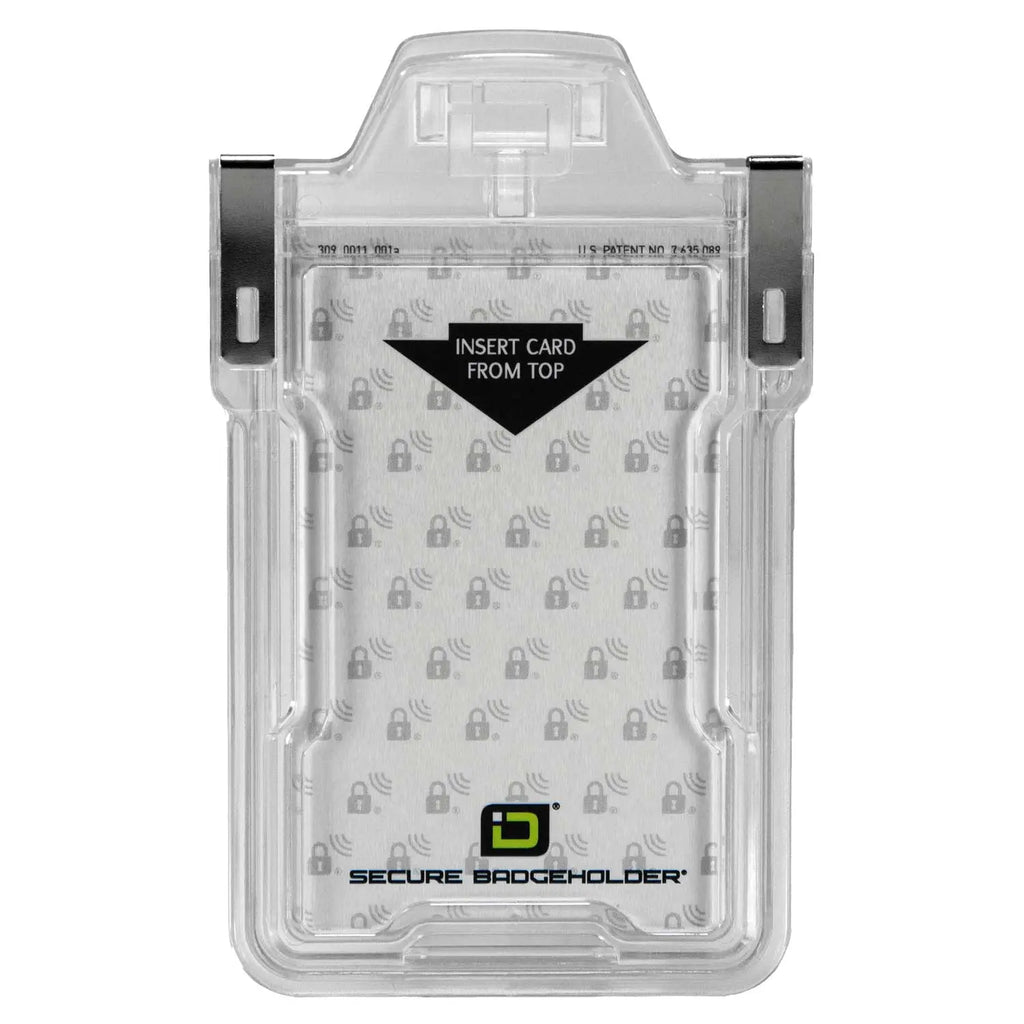 "Squeeze to Read" Secure Badge Holder Classic Vertical 1 ID Card Holder ID Stronghold