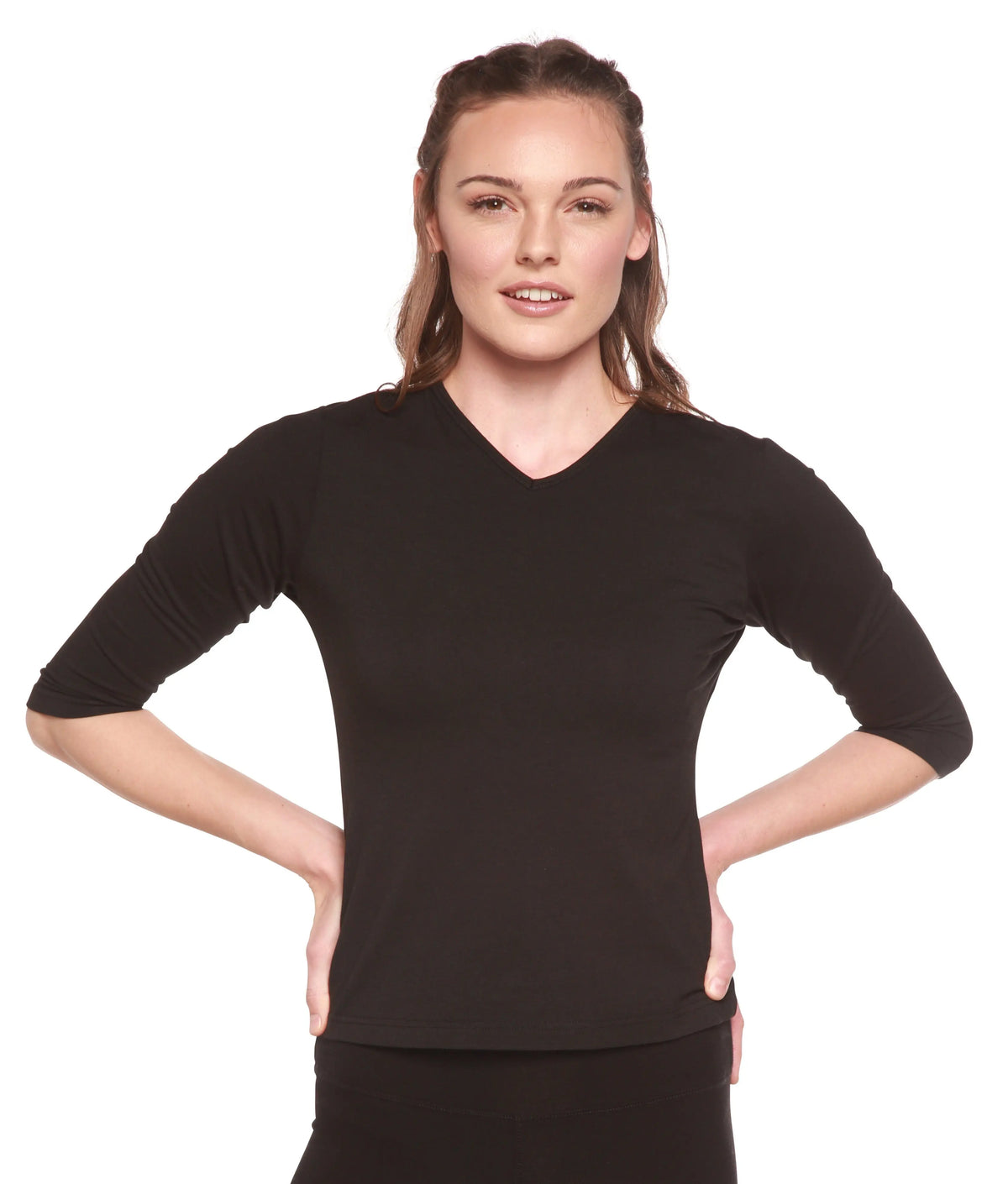 Clearance Women's Bamboo Viscose/Cotton V-Necks 3/4 Sleeve T-Shirt Spun Bamboo