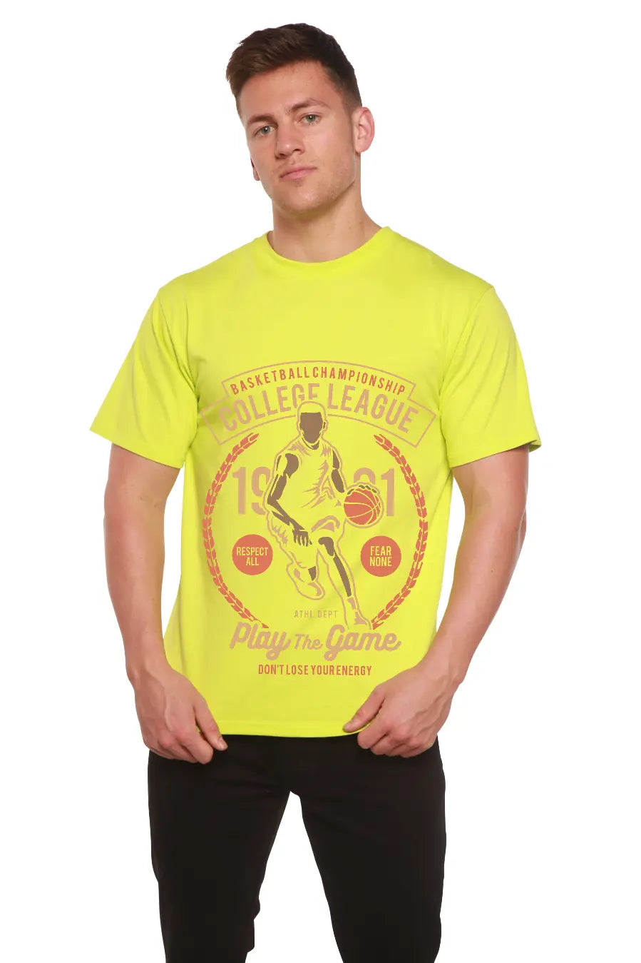 College League Men's Bamboo Viscose/Organic Cotton Short Sleeve Graphic T-Shirt Spun Bamboo
