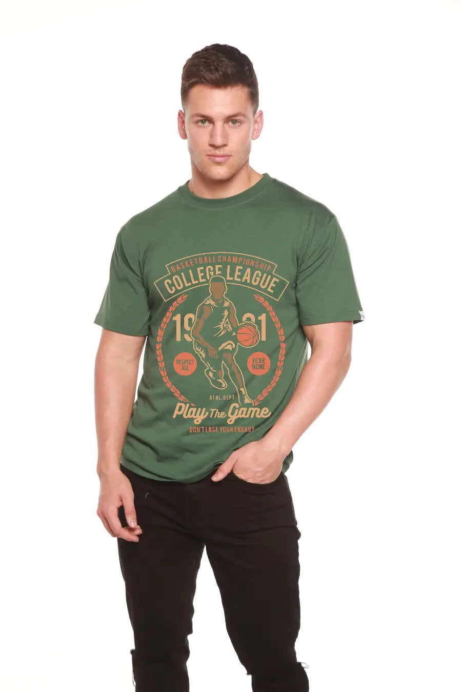 College League Men's Bamboo Viscose/Organic Cotton Short Sleeve Graphic T-Shirt Spun Bamboo