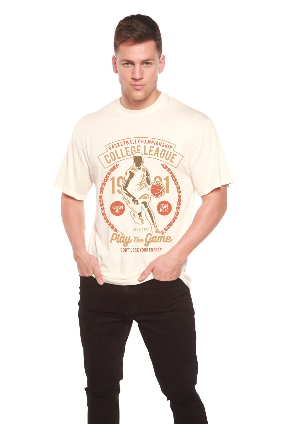 College League Men's Bamboo Viscose/Organic Cotton Short Sleeve Graphic T-Shirt Spun Bamboo
