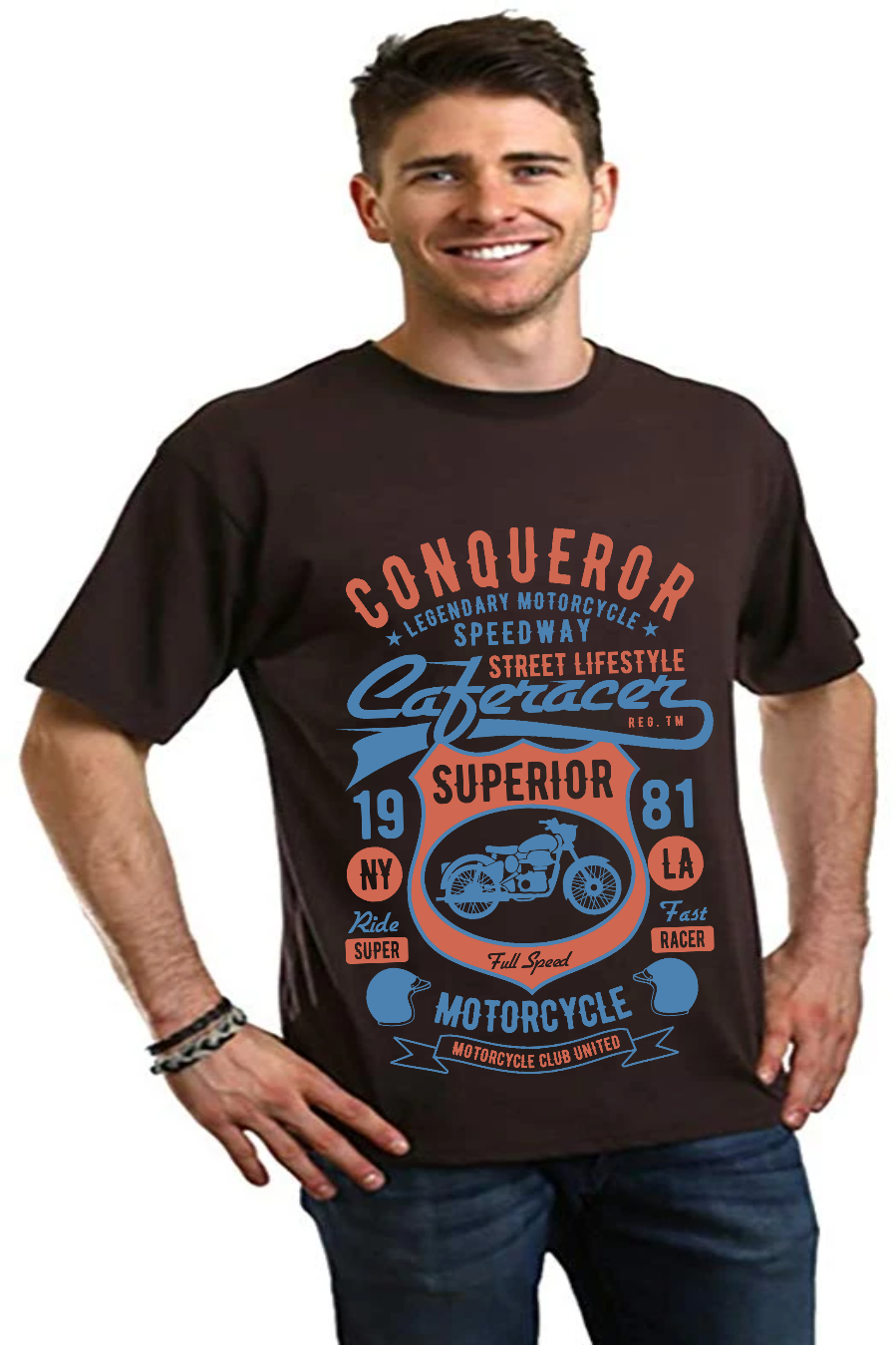 Conqueror Speedway Men's Bamboo Viscose/Organic Cotton Short Sleeve Graphic T-Shirt Spun Bamboo