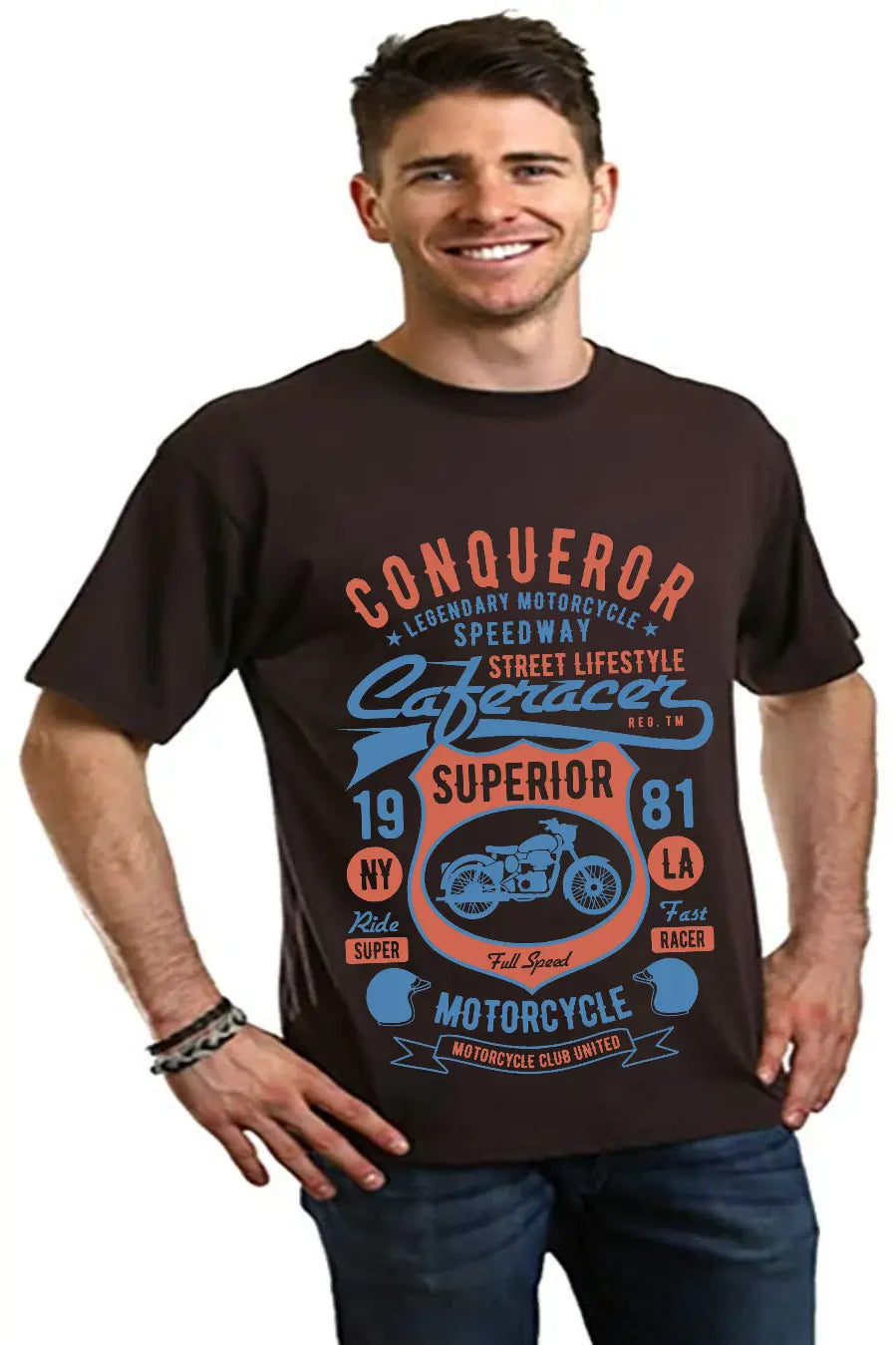 Conqueror Speedway Men's Bamboo Viscose/Organic Cotton Short Sleeve Graphic T-Shirt Spun Bamboo