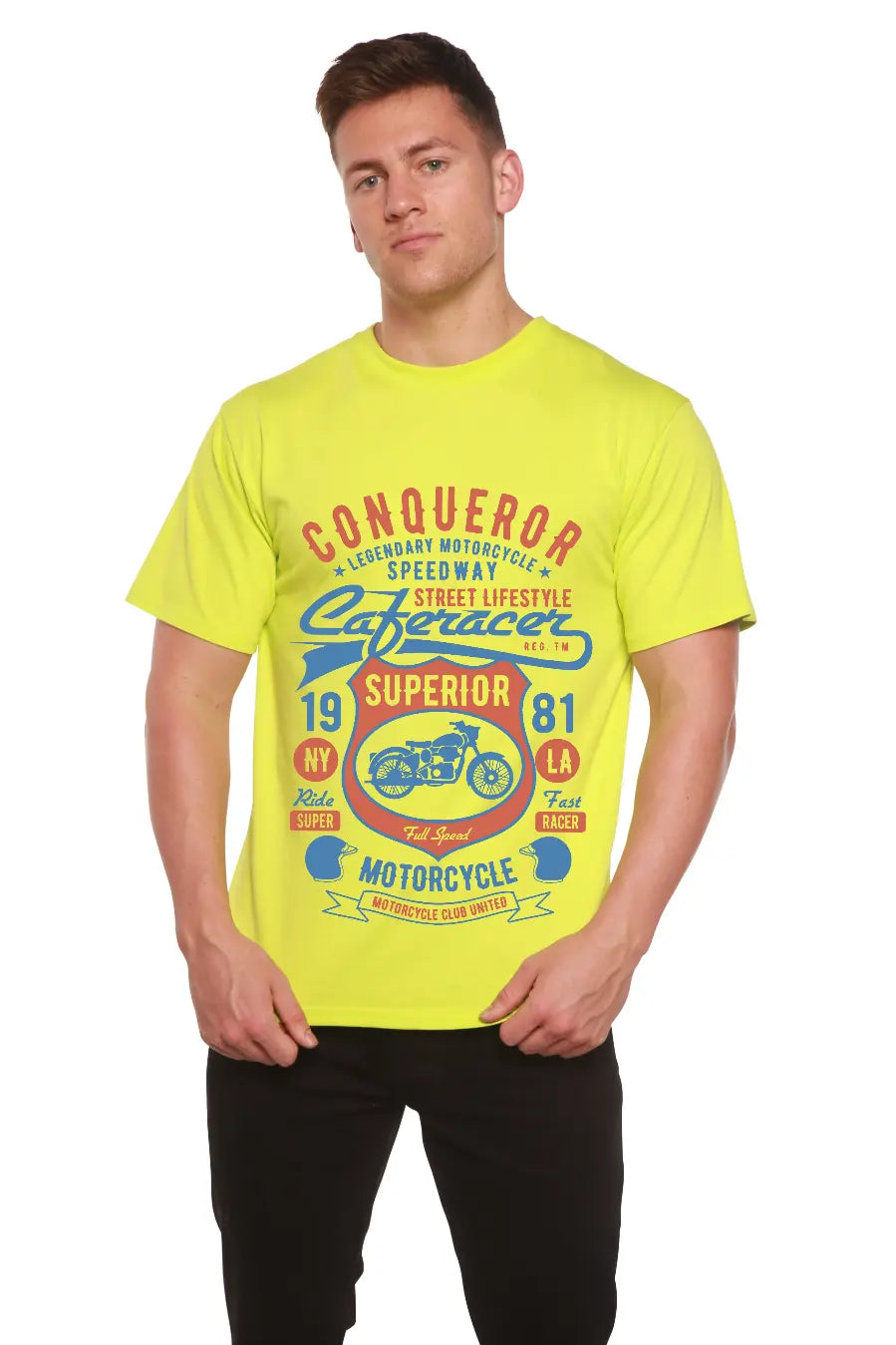 Conqueror Speedway Men's Bamboo Viscose/Organic Cotton Short Sleeve Graphic T-Shirt Spun Bamboo