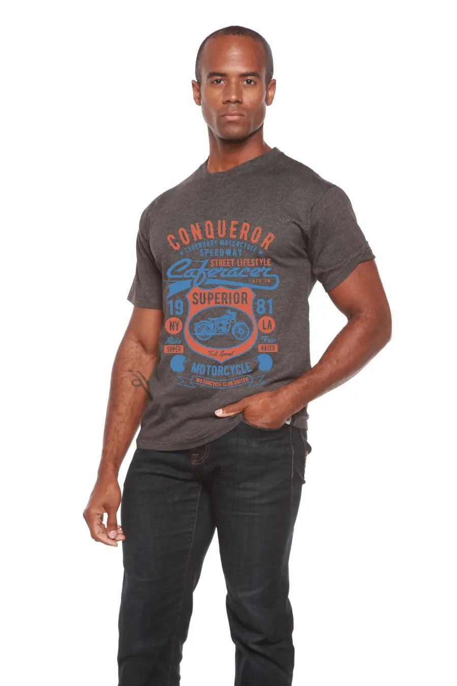 Conqueror Speedway Men's Bamboo Viscose/Organic Cotton Short Sleeve Graphic T-Shirt Spun Bamboo
