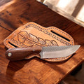 Western Frontier Cowboy Knife – Rosewood Handle Damascus Knife Store