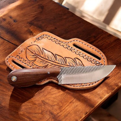 Western Frontier Cowboy Knife – Rosewood Handle Damascus Knife Store