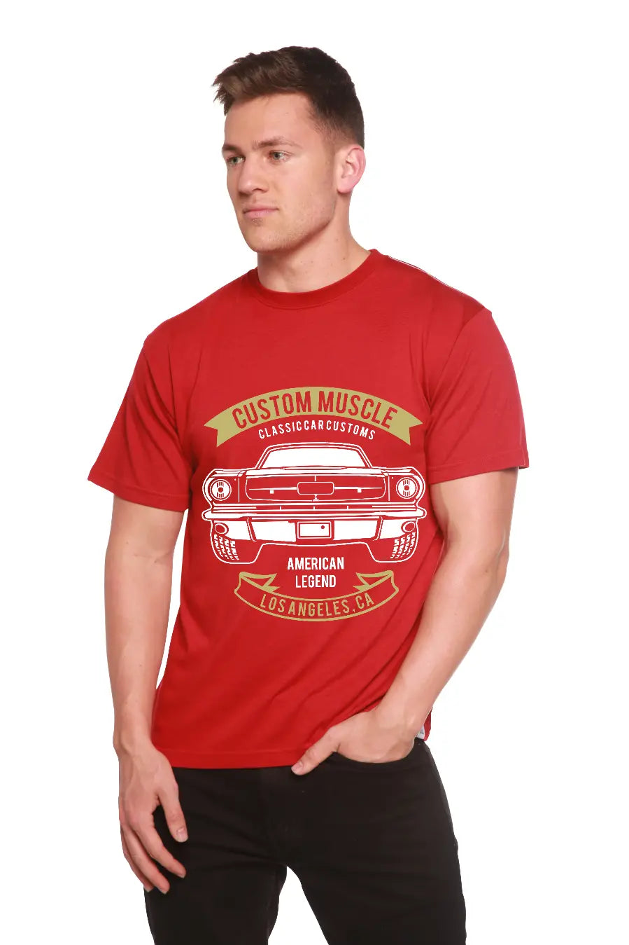Custom Muscle Men's Bamboo Viscose/Organic Cotton Short Sleeve Graphic T-Shirt Spun Bamboo