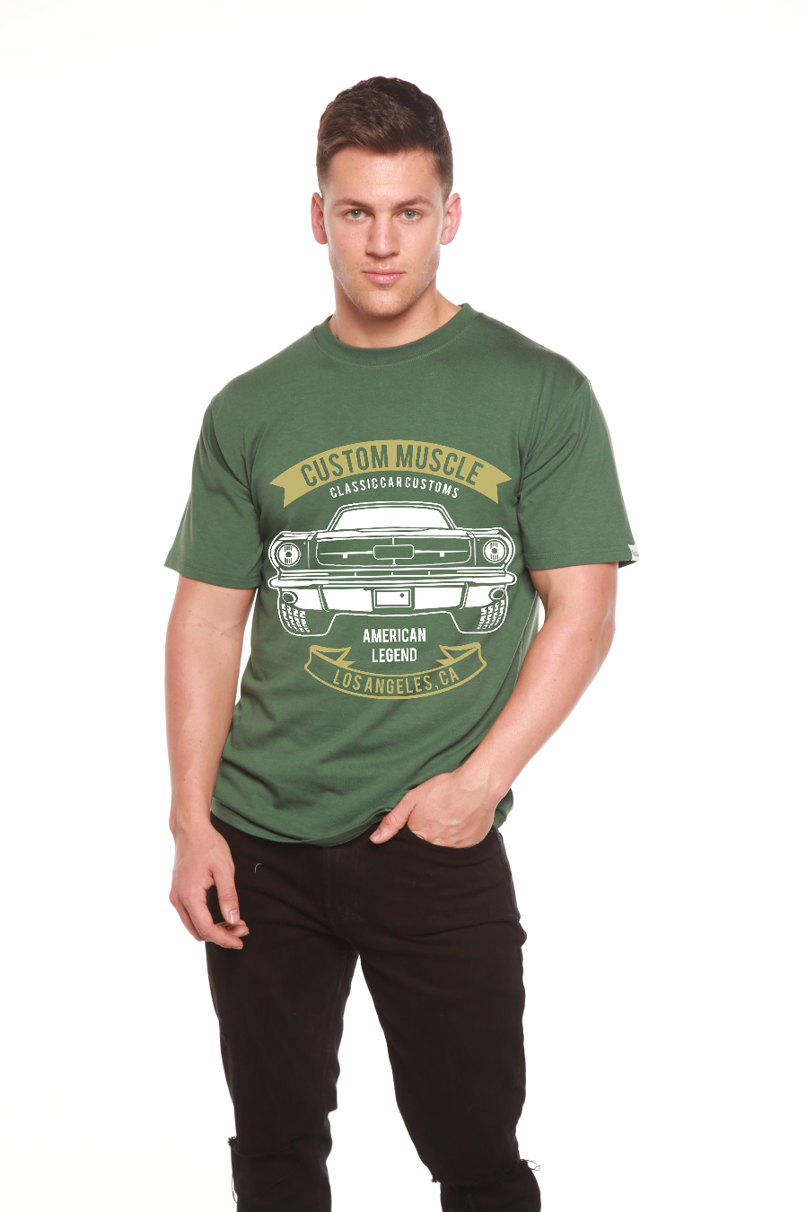 Custom Muscle Men's Bamboo Viscose/Organic Cotton Short Sleeve Graphic T-Shirt Spun Bamboo