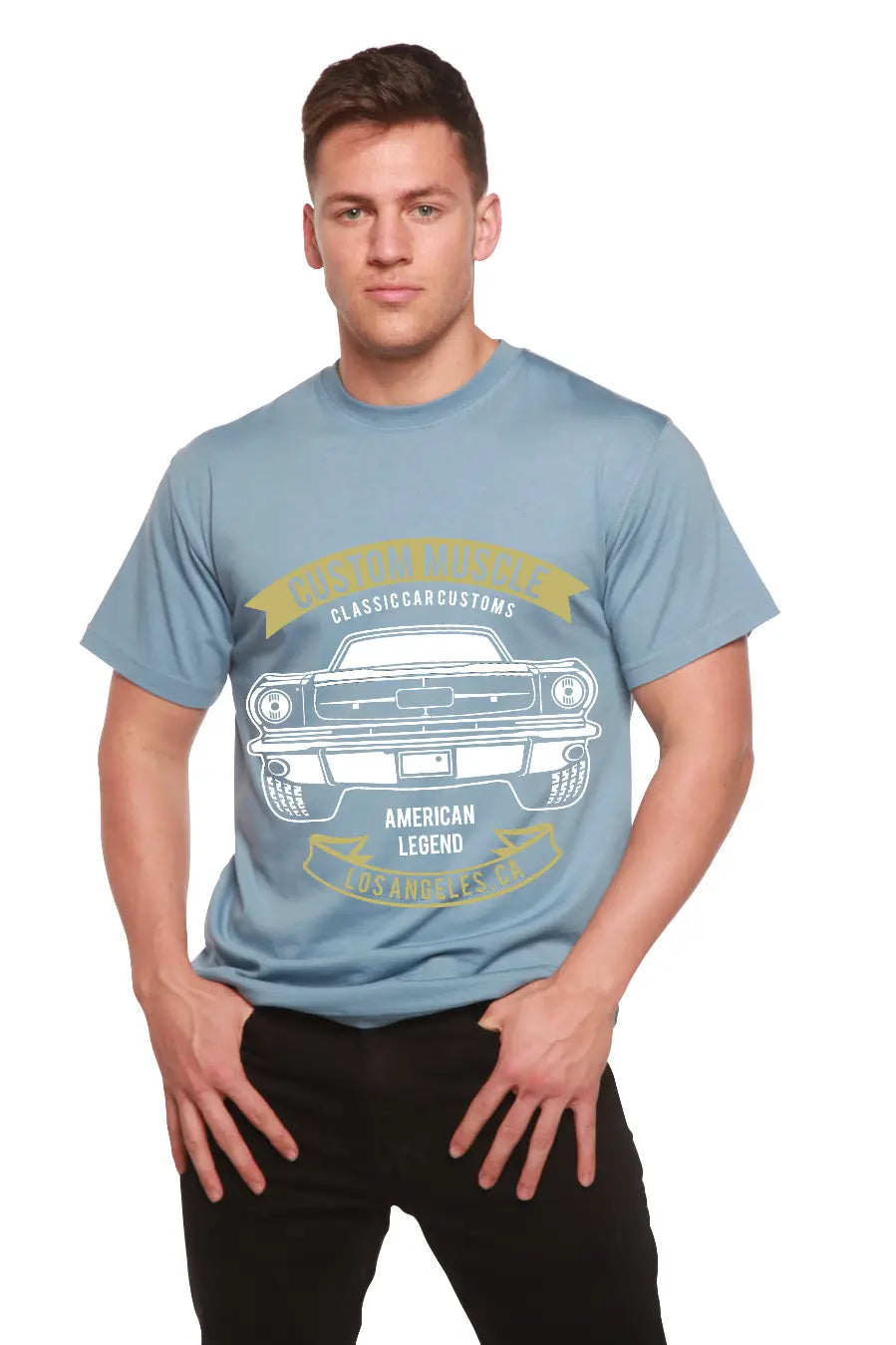 Custom Muscle Men's Bamboo Viscose/Organic Cotton Short Sleeve Graphic T-Shirt Spun Bamboo