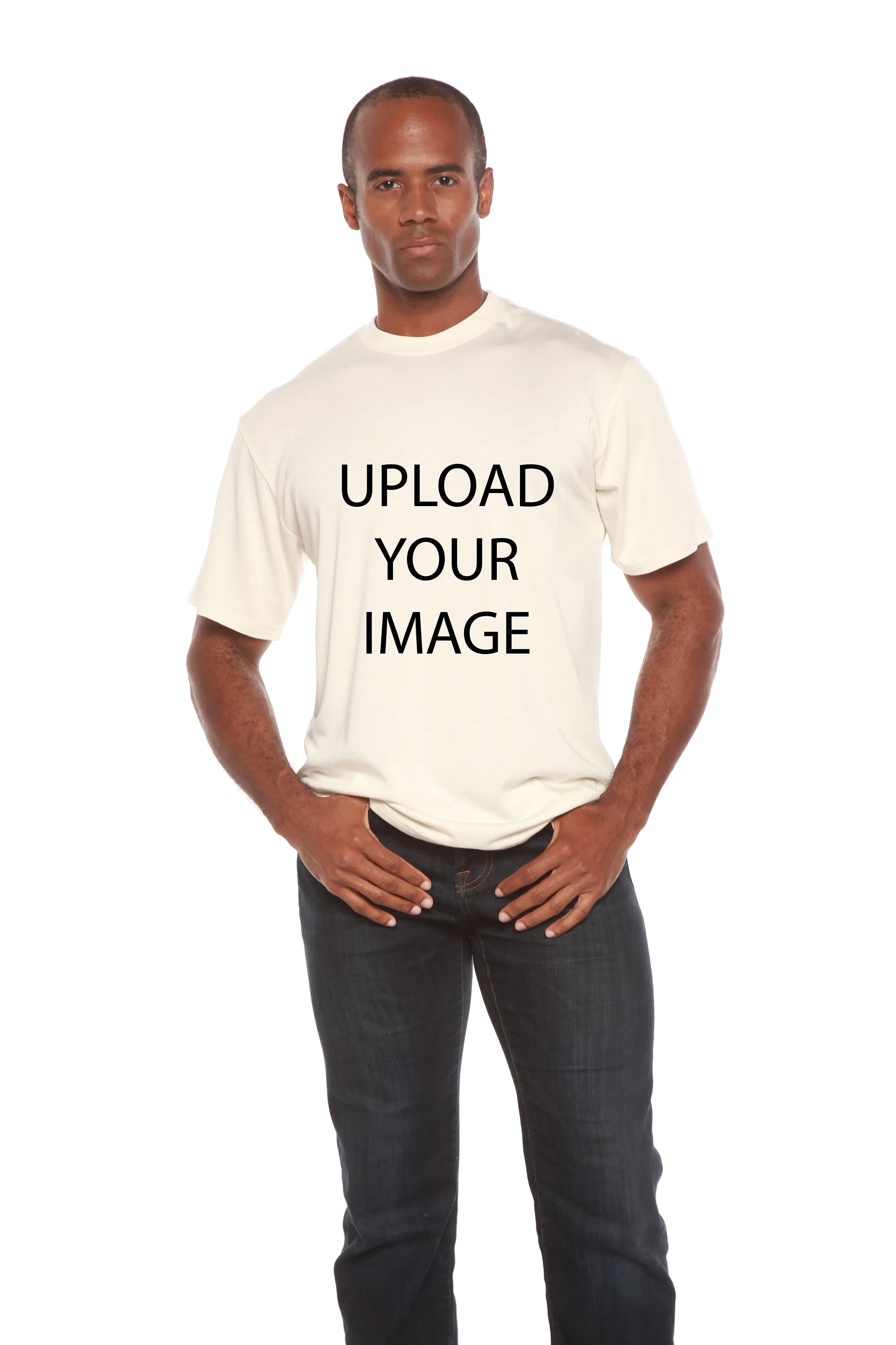 Custom Printed Men's Bamboo Viscose/Organic Cotton Short Sleeve T-Shirt Spun Bamboo