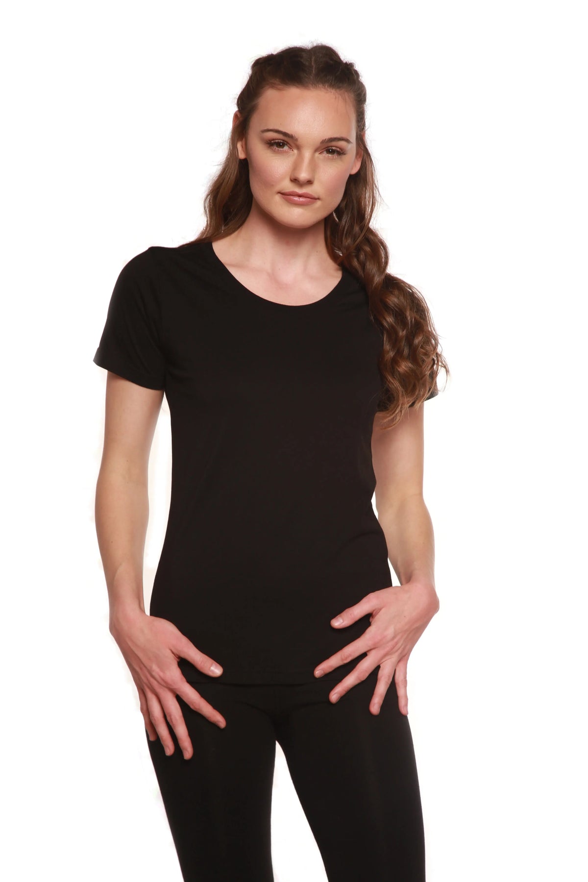 Custom Printed Women's Bamboo/Cotton Short Sleeve Scoop Neck Graphic T-Shirt Spun Bamboo