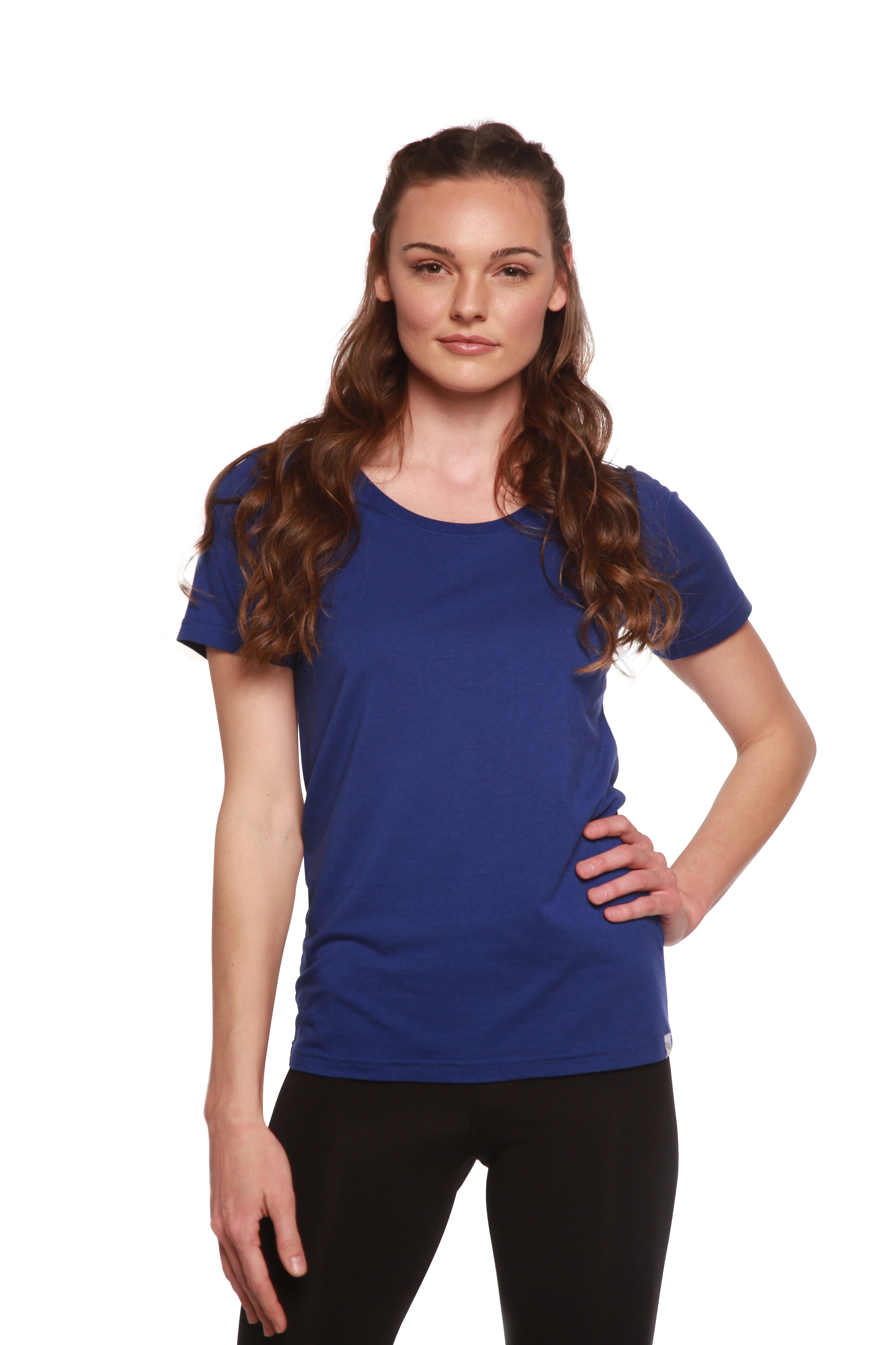 Custom Printed Women's Bamboo/Cotton Short Sleeve Scoop Neck Graphic T-Shirt Spun Bamboo