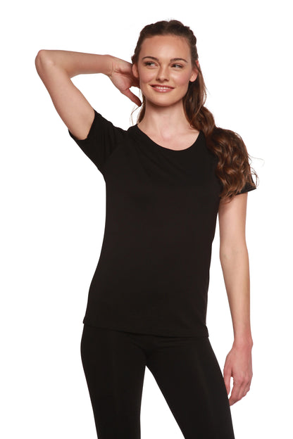 Custom Printed Women's Bamboo/Cotton Short Sleeve Scoop Neck Graphic T-Shirt Spun Bamboo