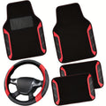Steering Wheel Cover And Waterproof Car Floor Mats, Microfiber Universal Car Combo Fit for 95% Sedan, SUV, Cars, 14.5-15inch Sporty Anti-Slip Safety Comfortable Design Shore Co. Shop