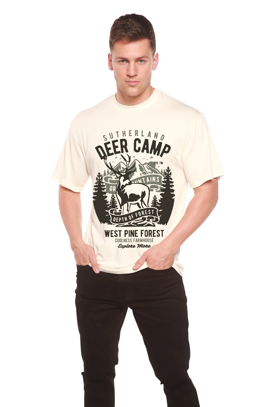 Deer Camp Men's Bamboo Viscose/Organic Cotton Short Sleeve Graphic T-Shirt Spun Bamboo