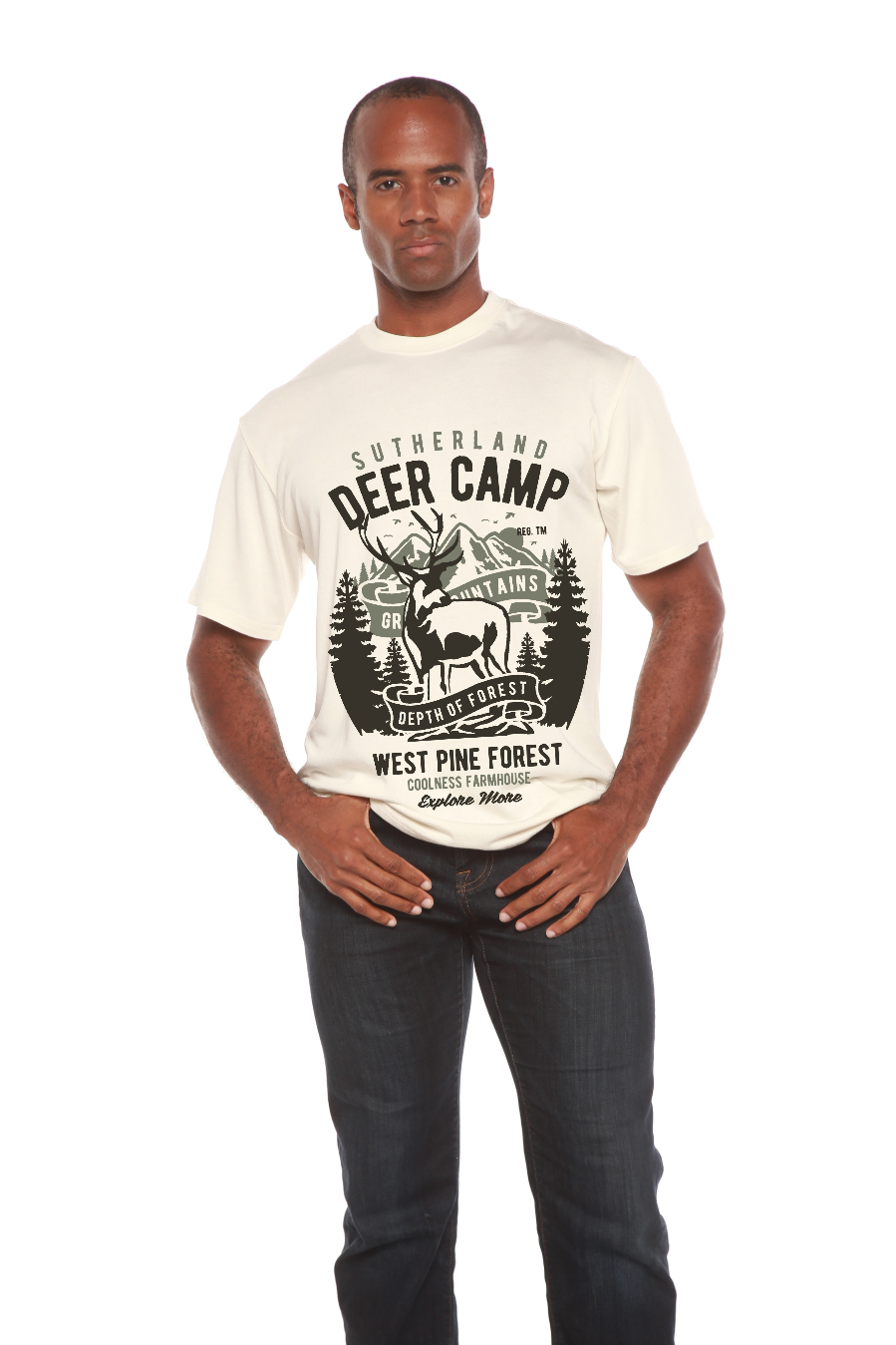 Deer Camp Men's Bamboo Viscose/Organic Cotton Short Sleeve Graphic T-Shirt Spun Bamboo