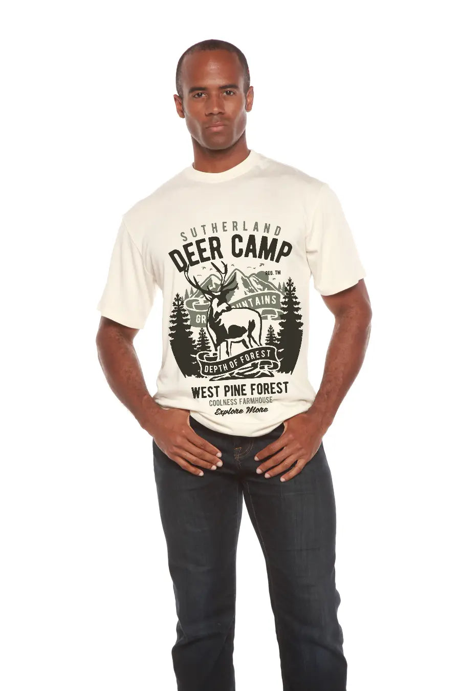 Deer Camp Men's Bamboo Viscose/Organic Cotton Short Sleeve Graphic T-Shirt Spun Bamboo