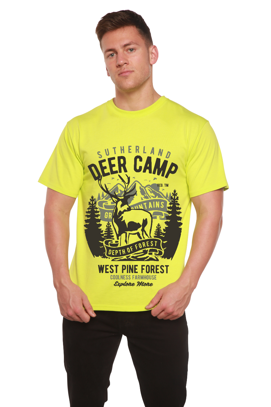 Deer Camp Men's Bamboo Viscose/Organic Cotton Short Sleeve Graphic T-Shirt Spun Bamboo