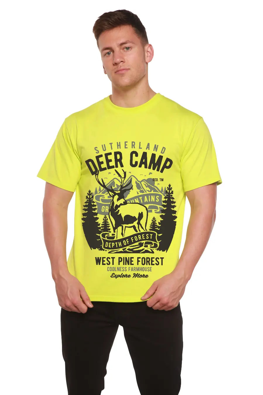 Deer Camp Men's Bamboo Viscose/Organic Cotton Short Sleeve Graphic T-Shirt Spun Bamboo