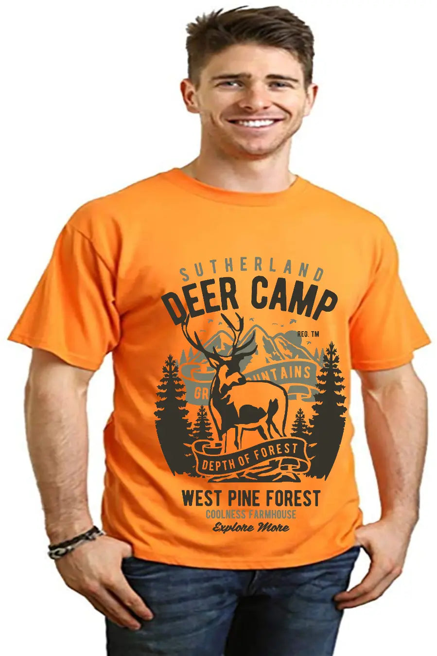 Deer Camp Men's Bamboo Viscose/Organic Cotton Short Sleeve Graphic T-Shirt Spun Bamboo