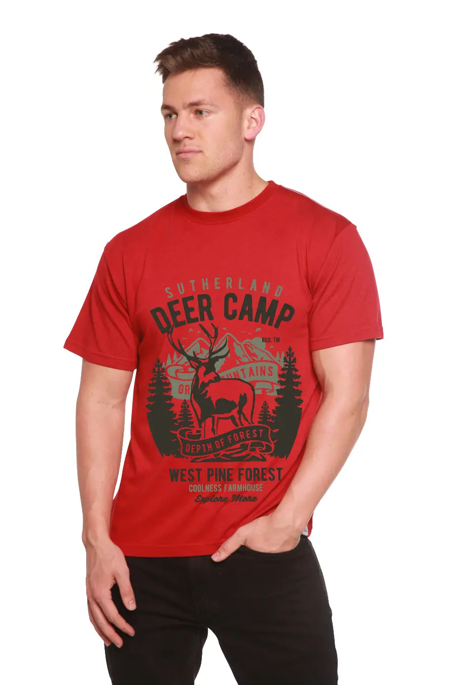 Deer Camp Men's Bamboo Viscose/Organic Cotton Short Sleeve Graphic T-Shirt Spun Bamboo