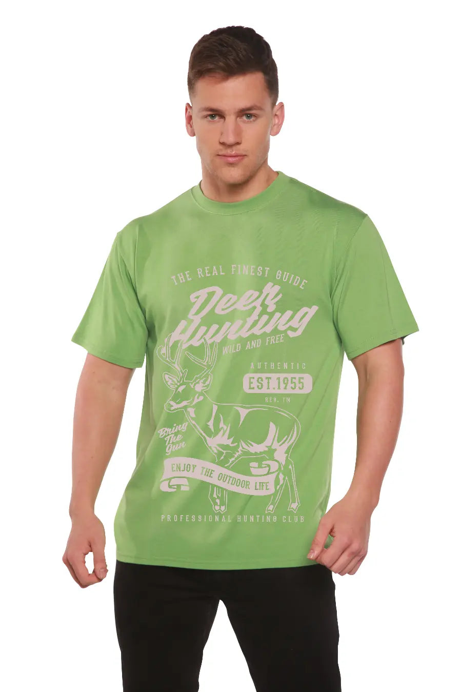 Deer Hunting Men's Bamboo Viscose/Organic Cotton Short Sleeve Graphic T-Shirt Spun Bamboo