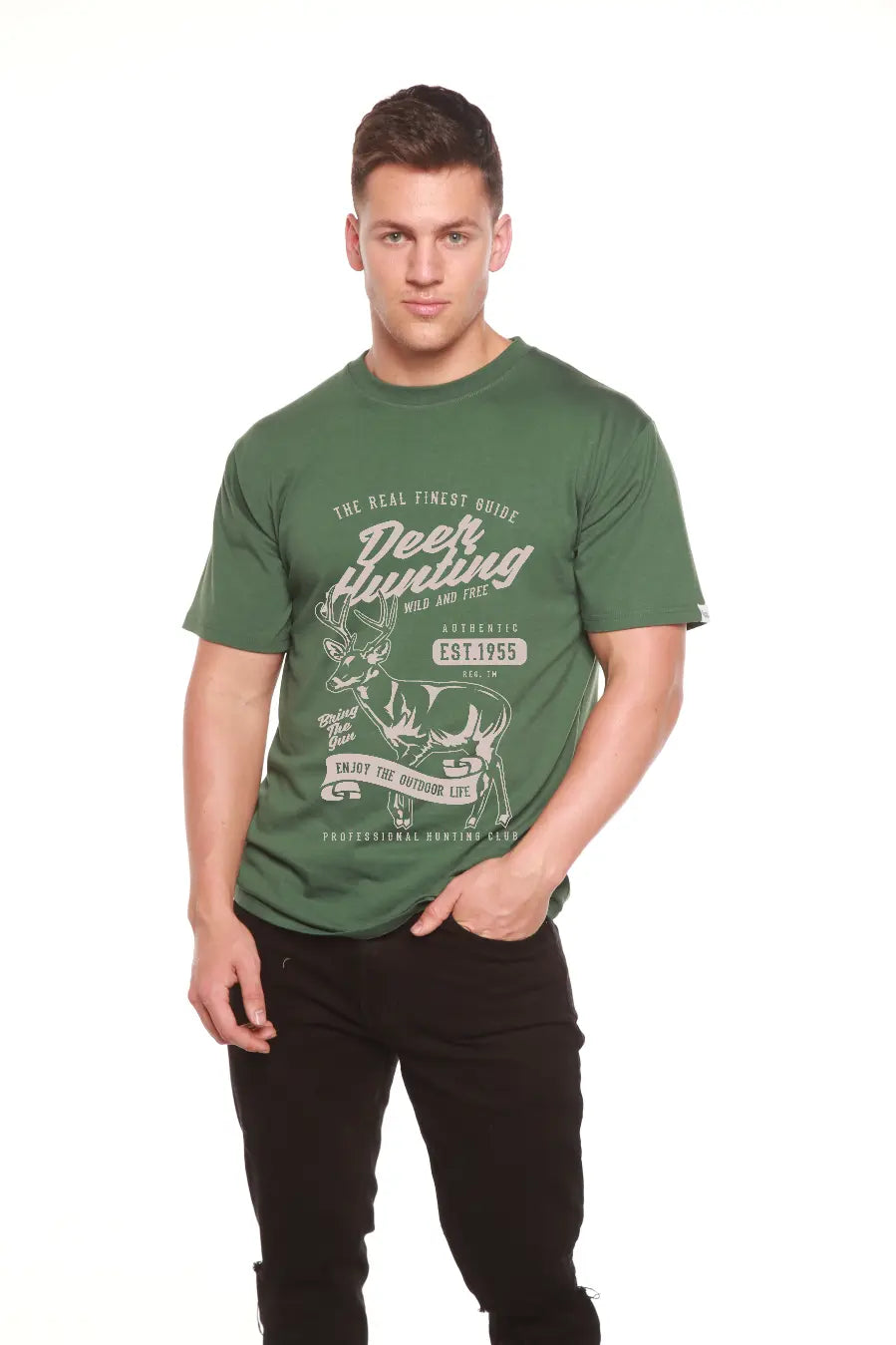 Deer Hunting Men's Bamboo Viscose/Organic Cotton Short Sleeve Graphic T-Shirt Spun Bamboo