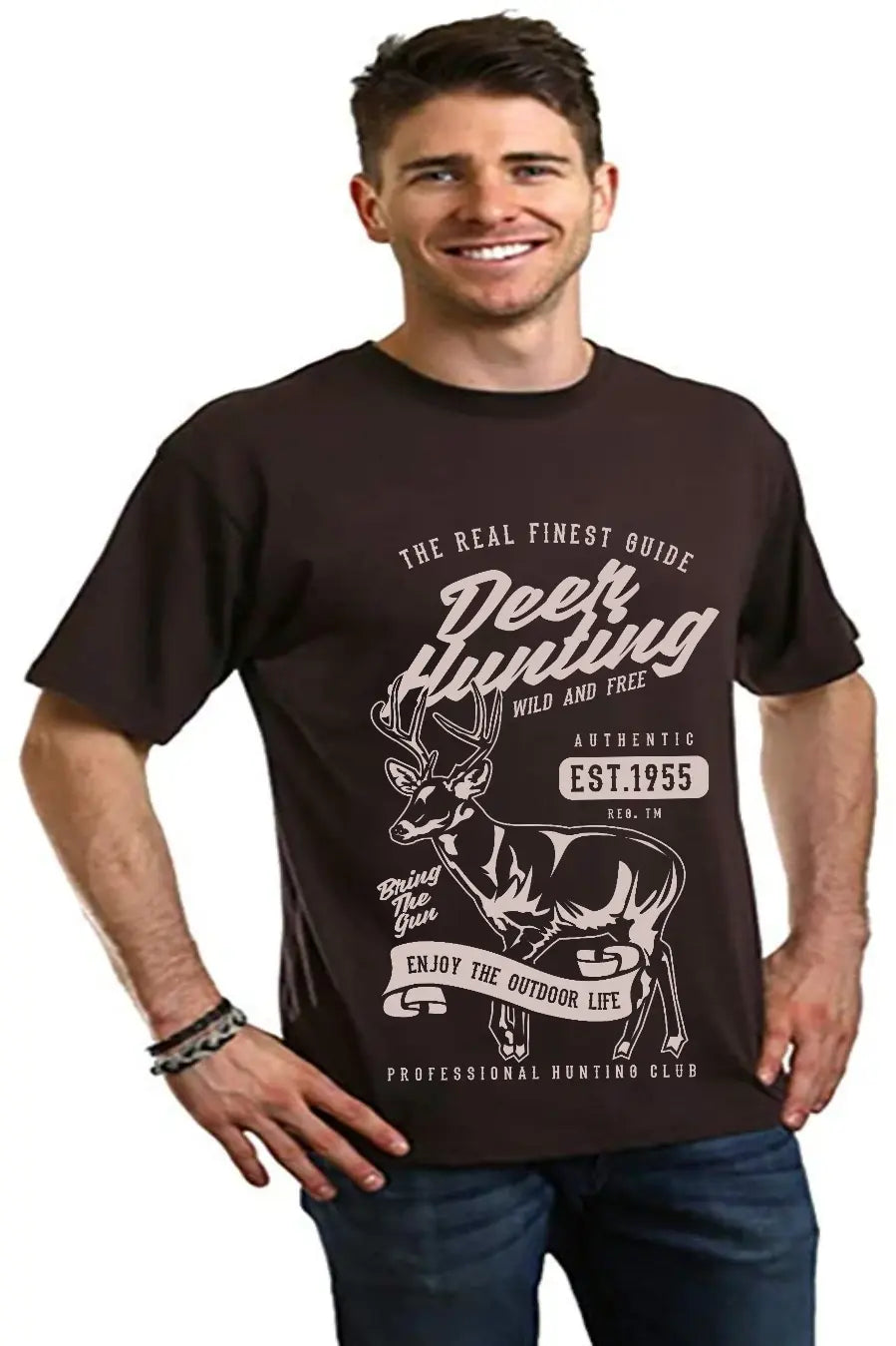 Deer Hunting Men's Bamboo Viscose/Organic Cotton Short Sleeve Graphic T-Shirt Spun Bamboo