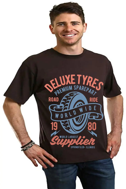Deluxe Tyres Men's Bamboo Viscose/Organic Cotton Short Sleeve Graphic T-Shirt Spun Bamboo