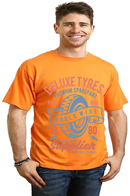 Deluxe Tyres Men's Bamboo Viscose/Organic Cotton Short Sleeve Graphic T-Shirt Spun Bamboo