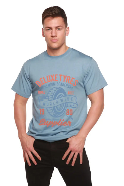 Deluxe Tyres Men's Bamboo Viscose/Organic Cotton Short Sleeve Graphic T-Shirt Spun Bamboo