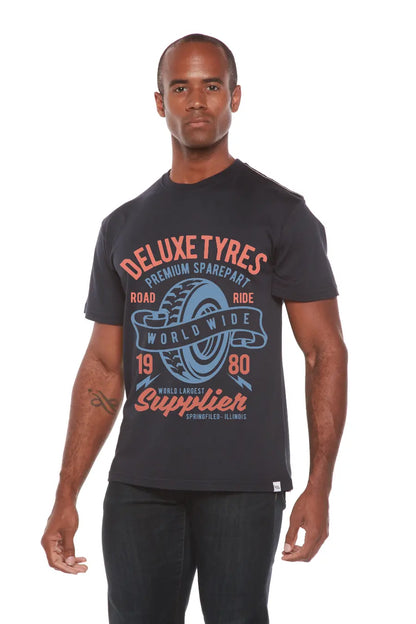 Deluxe Tyres Men's Bamboo Viscose/Organic Cotton Short Sleeve Graphic T-Shirt Spun Bamboo