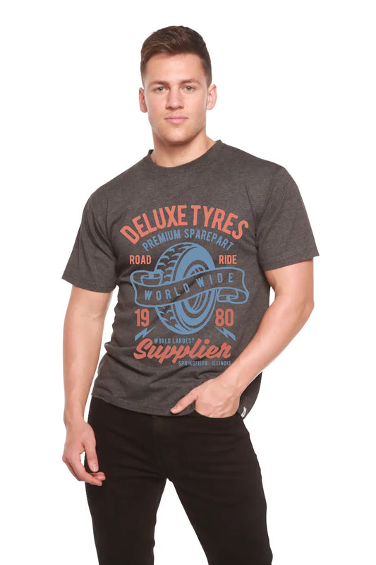 Deluxe Tyres Men's Bamboo Viscose/Organic Cotton Short Sleeve Graphic T-Shirt Spun Bamboo