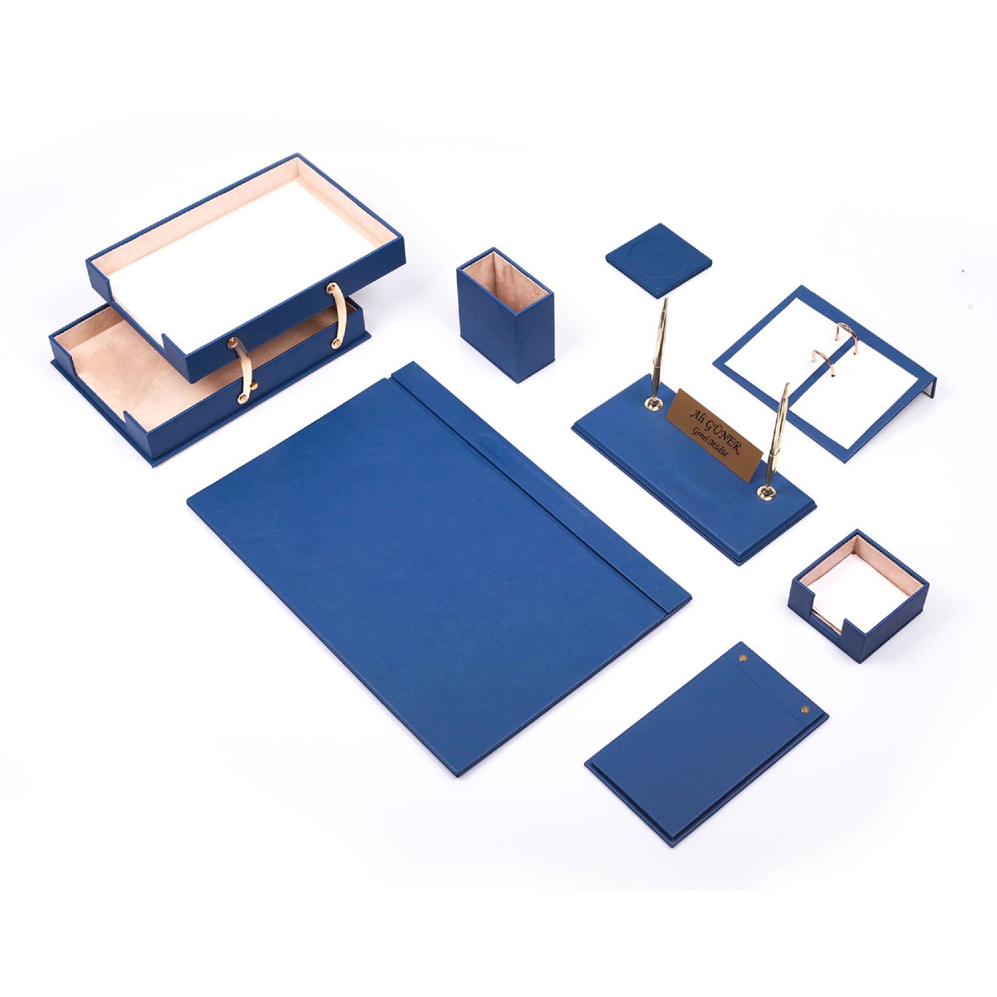 MOOG Leather Desk Set - Double Document Tray- Orange - 10 PCS Moogdesk
