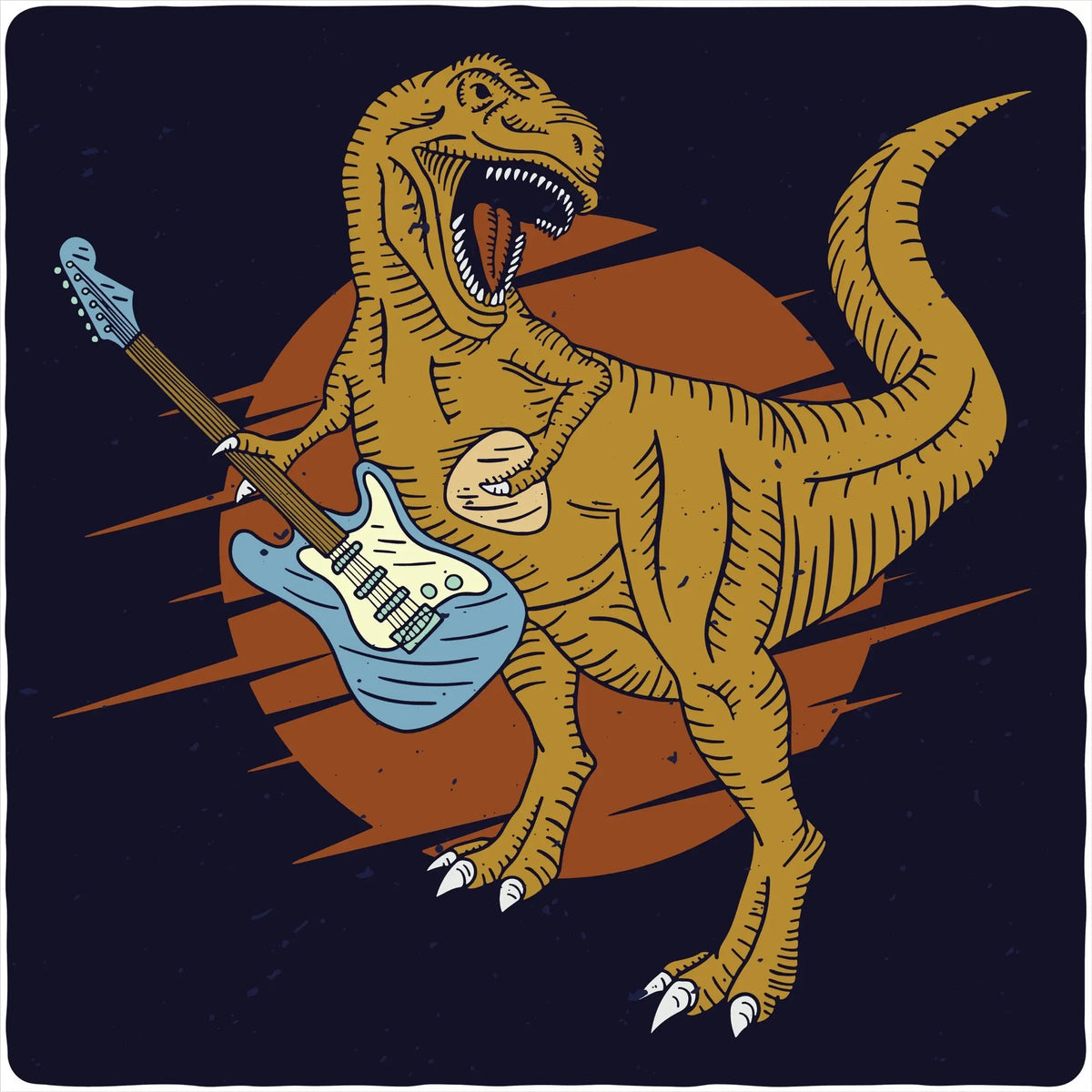 Dinosaur with a guitar Men's Bamboo Viscose/Organic Cotton Short Sleeve Graphic T-Shirt Spun Bamboo
