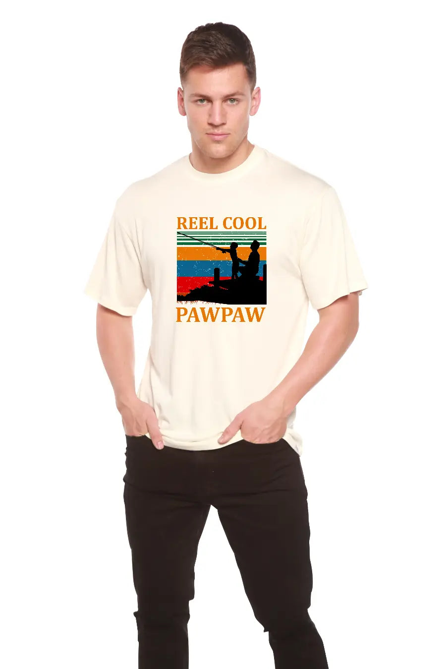 Real Cool Pawpaw Men's Bamboo Viscose/Organic Cotton Short Sleeve Printed T-Shirt Spun Bamboo