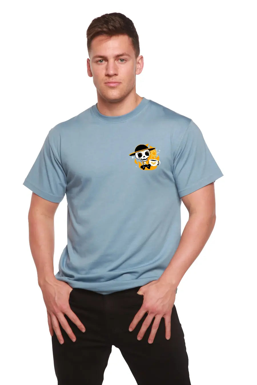 Skull with Coffee Bamboo Viscose/Organic Cotton Short Sleeve Printed T-Shirt Spun Bamboo
